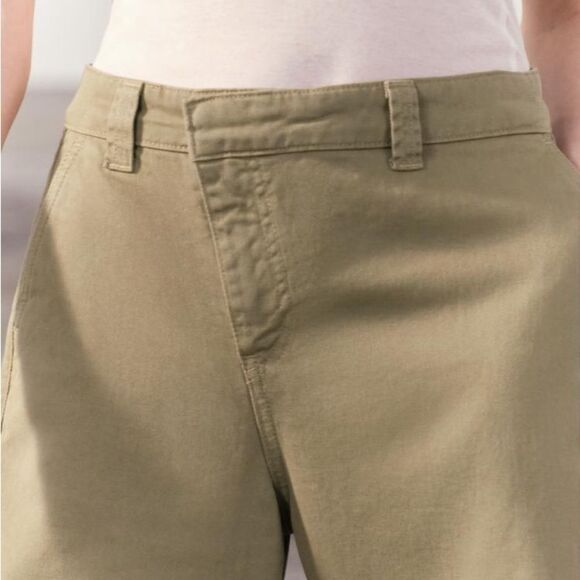 NWT ZARA WRAP CHINO PANTS ZW COLLECTION KHAKI GREEN XS - Picture 12 of 15